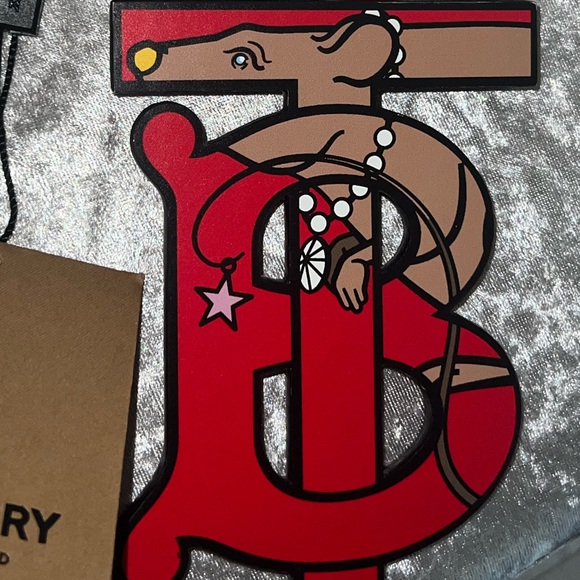 Burberry bag charm tag Red Leather Tb Bag Charm gold logo travel letter B star - Picture 8 of 10